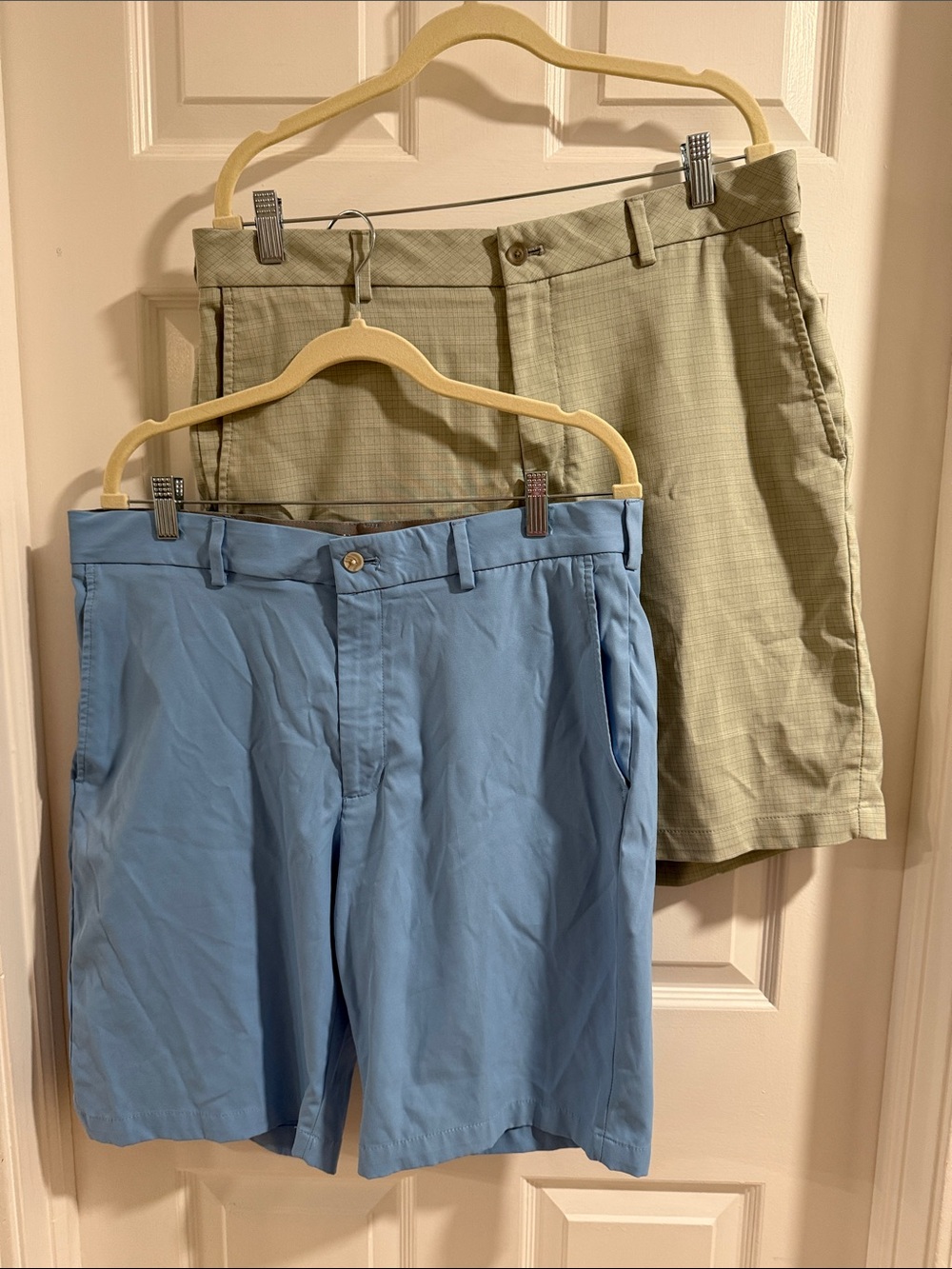 Walter Hagen Light Blue and Olive Green Men’s Flat Front Shorts (Pair)